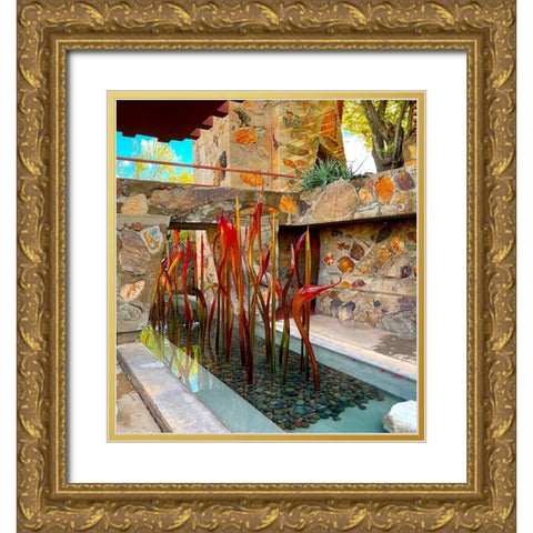 TaliesinWest/Chihuly2 Gold Ornate Wood Framed Art Print with Double Matting by Tenoever, William