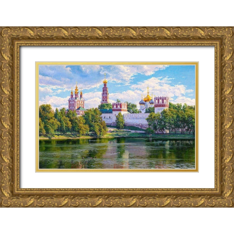 Novodevichy monastery 2 Gold Ornate Wood Framed Art Print with Double Matting by Basov, Sergej