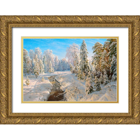 Hoarfrost 2 Gold Ornate Wood Framed Art Print with Double Matting by Basov, Sergej