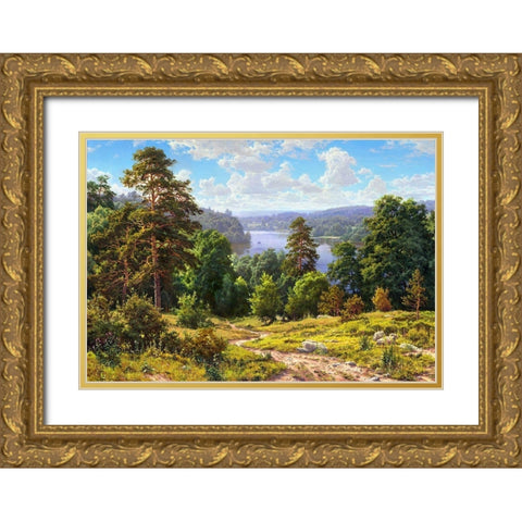 The Landscape Gold Ornate Wood Framed Art Print with Double Matting by Basov, Sergej