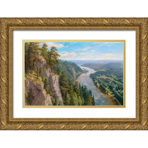 Free wind Gold Ornate Wood Framed Art Print with Double Matting by Basov, Sergej