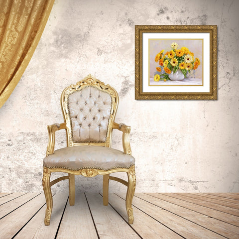 Calendula Gold Ornate Wood Framed Art Print with Double Matting by Buzin, Igor
