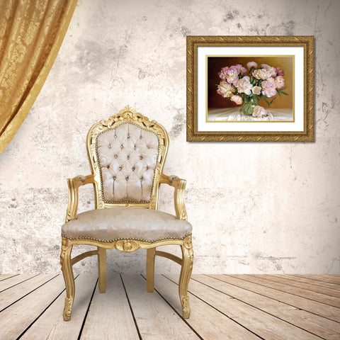 Bouquet in warm tones Gold Ornate Wood Framed Art Print with Double Matting by Buzin, Igor