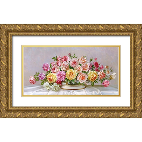 Roses Gold Ornate Wood Framed Art Print with Double Matting by Buzin, Igor