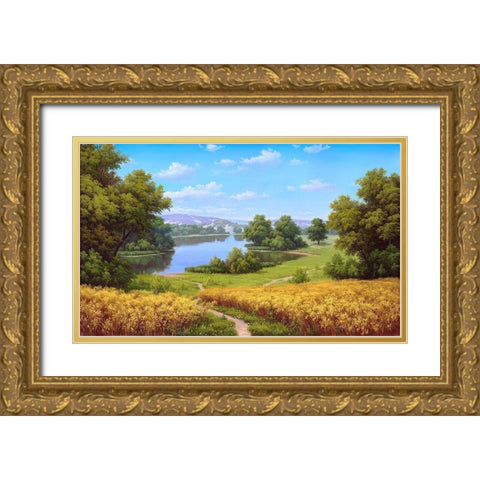 Bread ripening Gold Ornate Wood Framed Art Print with Double Matting by Babichev, Vyacheslav