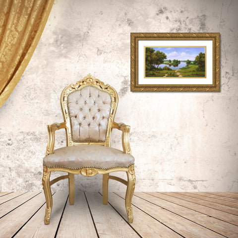 Near the river Gold Ornate Wood Framed Art Print with Double Matting by Babichev, Vyacheslav
