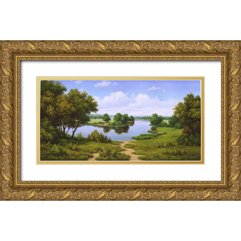Near the river Gold Ornate Wood Framed Art Print with Double Matting by Babichev, Vyacheslav