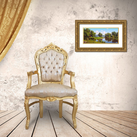 At the pond Gold Ornate Wood Framed Art Print with Double Matting by Babichev, Vyacheslav