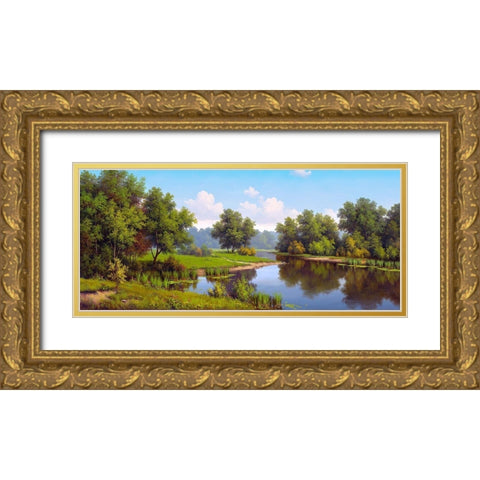 At the pond Gold Ornate Wood Framed Art Print with Double Matting by Babichev, Vyacheslav
