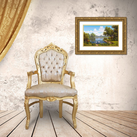 At the river Gold Ornate Wood Framed Art Print with Double Matting by Babichev, Vyacheslav