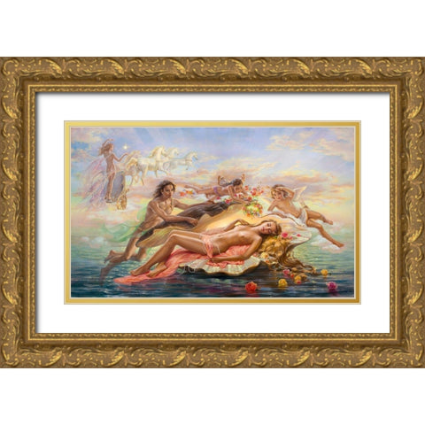 Goddess of dawn Gold Ornate Wood Framed Art Print with Double Matting by Dandorf, Olga