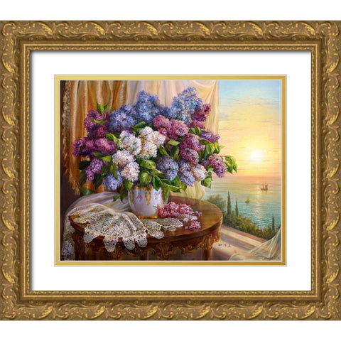 Bouquet 2 Gold Ornate Wood Framed Art Print with Double Matting by Dandorf, Olga