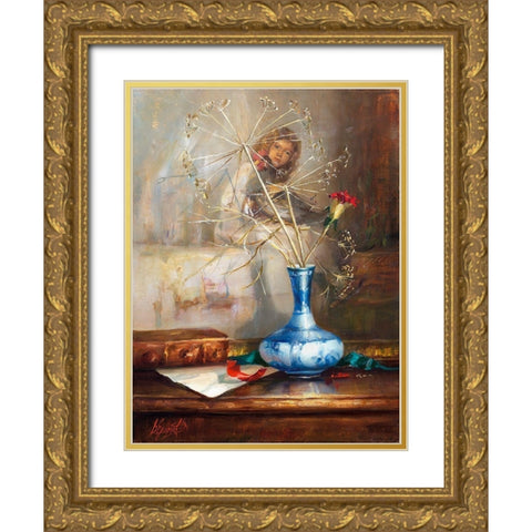 Bouquet Gold Ornate Wood Framed Art Print with Double Matting by Ekimov, Vladimir