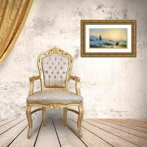 Morning. Rock. Sail Gold Ornate Wood Framed Art Print with Double Matting by Goryachev, Alexander