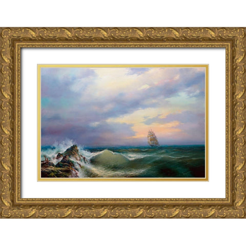 Surf Gold Ornate Wood Framed Art Print with Double Matting by Golovin, Konstantin