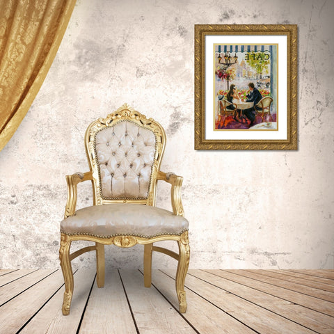 Cafe Gold Ornate Wood Framed Art Print with Double Matting by Kotinova, Galina