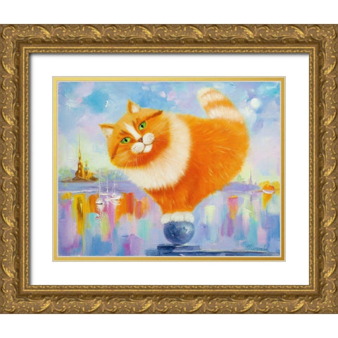 Ginger on the arrow of Vasilievsky island Gold Ornate Wood Framed Art Print with Double Matting by Kotinova, Galina