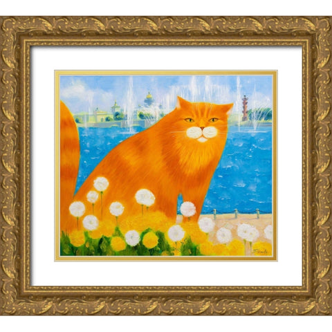 Ginger and dandelions Gold Ornate Wood Framed Art Print with Double Matting by Kotinova, Galina
