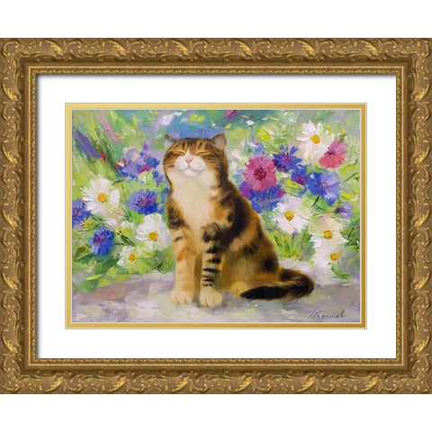 Cottager Gold Ornate Wood Framed Art Print with Double Matting by Kotinova, Galina