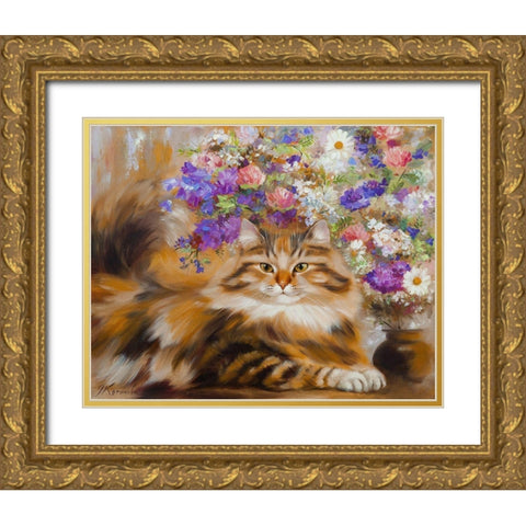 Summer day at the cottage Gold Ornate Wood Framed Art Print with Double Matting by Kotinova, Galina