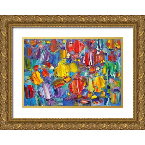 Colorful fish Gold Ornate Wood Framed Art Print with Double Matting by Kotinov, Sergey