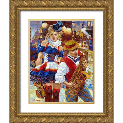 Cabaret Gold Ornate Wood Framed Art Print with Double Matting by Lashkevich, Alexey