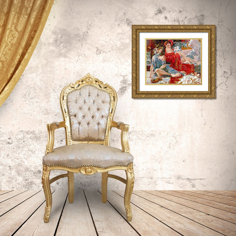 Music lessons Gold Ornate Wood Framed Art Print with Double Matting by Lashkevich, Alexey