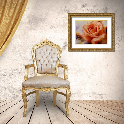 Orange rose Gold Ornate Wood Framed Art Print with Double Matting by Levashov, Igor
