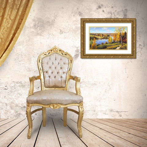 Autumn. Remote place Gold Ornate Wood Framed Art Print with Double Matting by Prishchepa, Igor