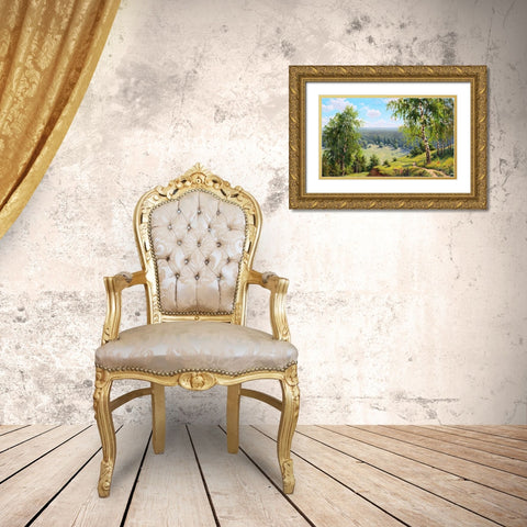 Birch valley Gold Ornate Wood Framed Art Print with Double Matting by Prishchepa, Igor