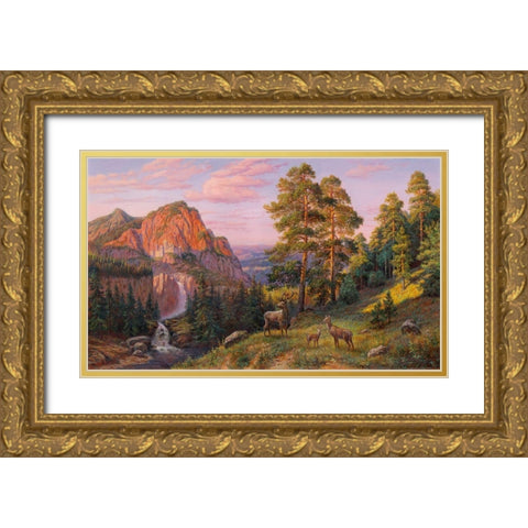 In the meadow Gold Ornate Wood Framed Art Print with Double Matting by Potapov, Vitaly