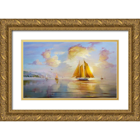 The dawn Gold Ornate Wood Framed Art Print with Double Matting by Romanov, Roman