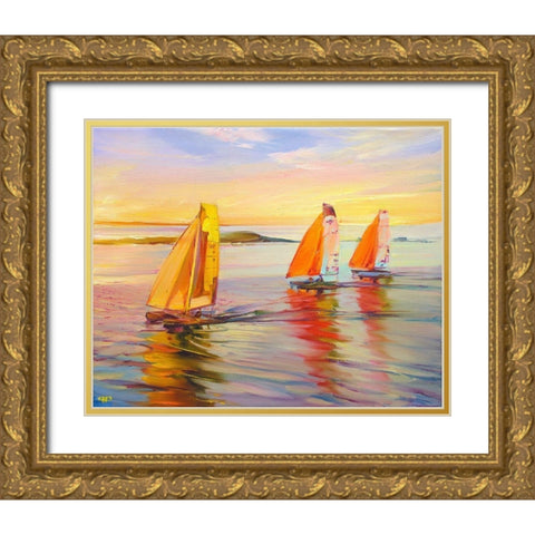 Homeward Gold Ornate Wood Framed Art Print with Double Matting by Romanov, Roman