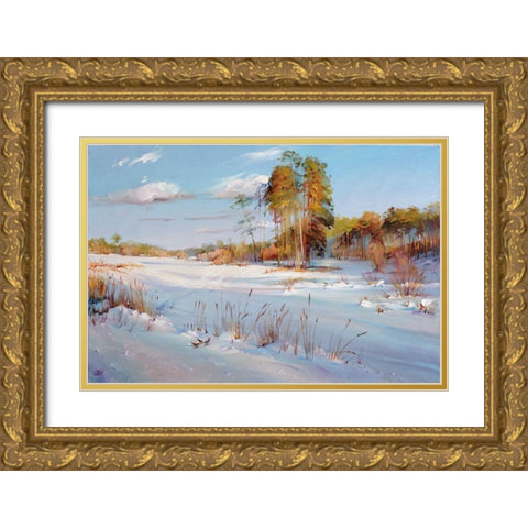 Pines Gold Ornate Wood Framed Art Print with Double Matting by Romanov, Roman