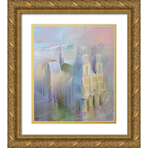 La cathedrale Sainte-Croix (Orleans) Gold Ornate Wood Framed Art Print with Double Matting by Romanov, Roman