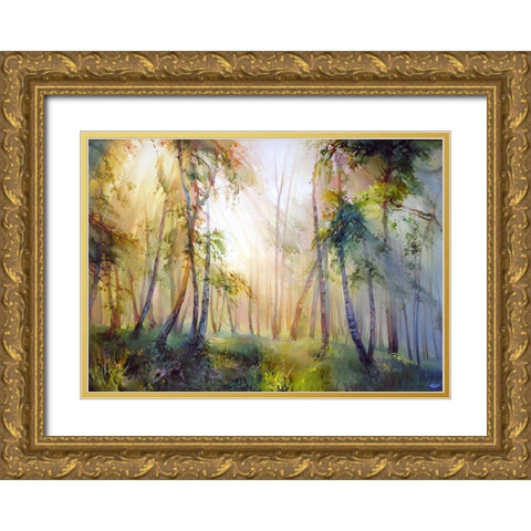 Forest tale Gold Ornate Wood Framed Art Print with Double Matting by Romanov, Roman