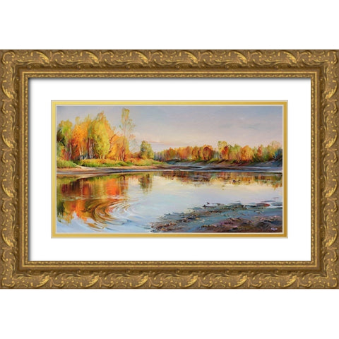Volga bay Gold Ornate Wood Framed Art Print with Double Matting by Romanov, Roman