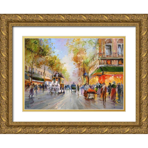 Cafe - Paix Gold Ornate Wood Framed Art Print with Double Matting by Romanov, Roman
