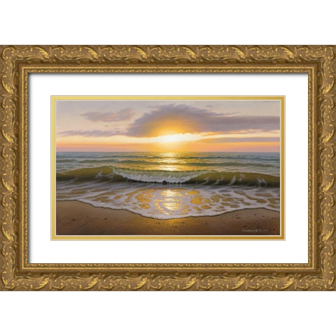 The wave Gold Ornate Wood Framed Art Print with Double Matting by Stepanov, Alexander