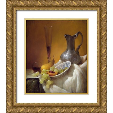 Still-life with a glass Gold Ornate Wood Framed Art Print with Double Matting by Sevryukov, Dmitry