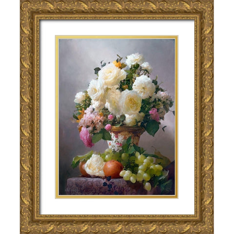 Bouquet Gold Ornate Wood Framed Art Print with Double Matting by Sevryukov, Dmitry