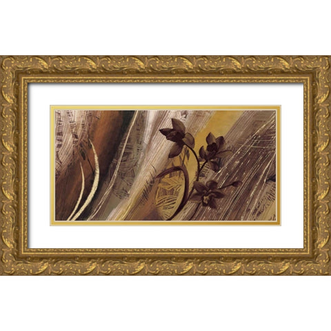 Bouquet dor I Gold Ornate Wood Framed Art Print with Double Matting by Brochard, Anne