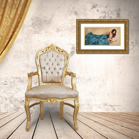 Donna in blu Gold Ornate Wood Framed Art Print with Double Matting by Bassetti, Andrea