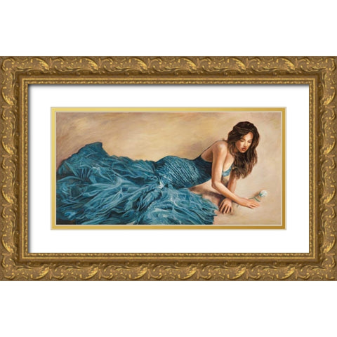 Donna in blu Gold Ornate Wood Framed Art Print with Double Matting by Bassetti, Andrea