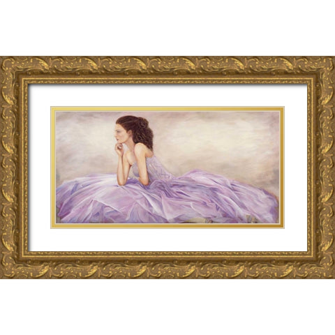 Donna in rosa Gold Ornate Wood Framed Art Print with Double Matting by Bassetti, Andrea