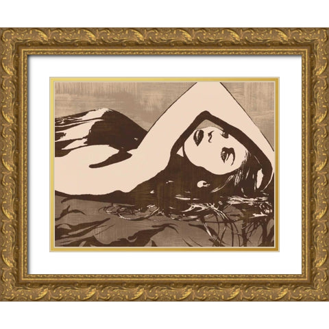 Her Pose Gold Ornate Wood Framed Art Print with Double Matting by Cooper, Andrew