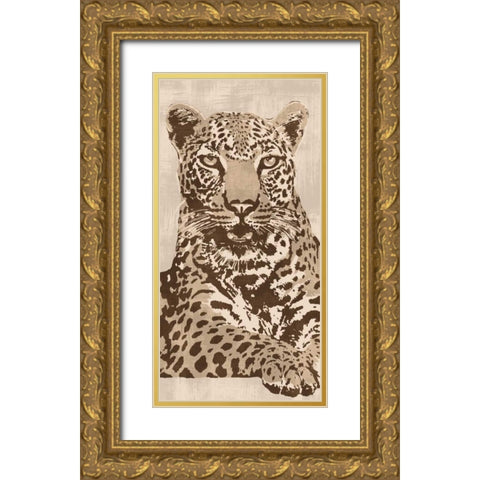 Leopard Gold Ornate Wood Framed Art Print with Double Matting by Cooper, Andrew
