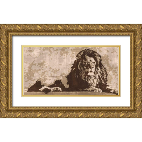 Lion Gold Ornate Wood Framed Art Print with Double Matting by Cooper, Andrew