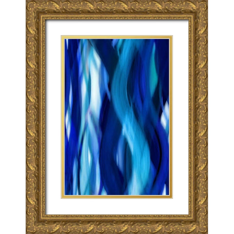 Indigo Flow I Gold Ornate Wood Framed Art Print with Double Matting by Campbell, Annie