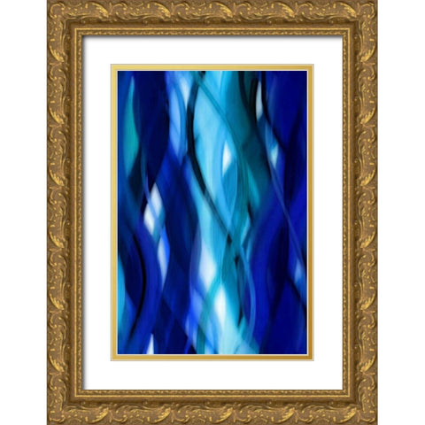 Indigo Flow II Gold Ornate Wood Framed Art Print with Double Matting by Campbell, Annie